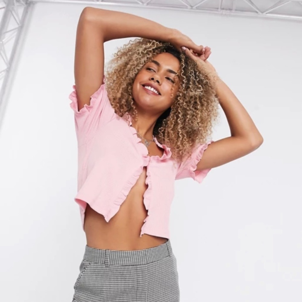 ASOS open front pink top